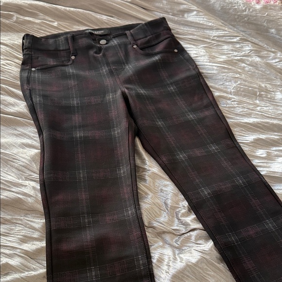 Liverpool Black, Purple and Gray Plaid Skinny Pants - Picture 4 of 4